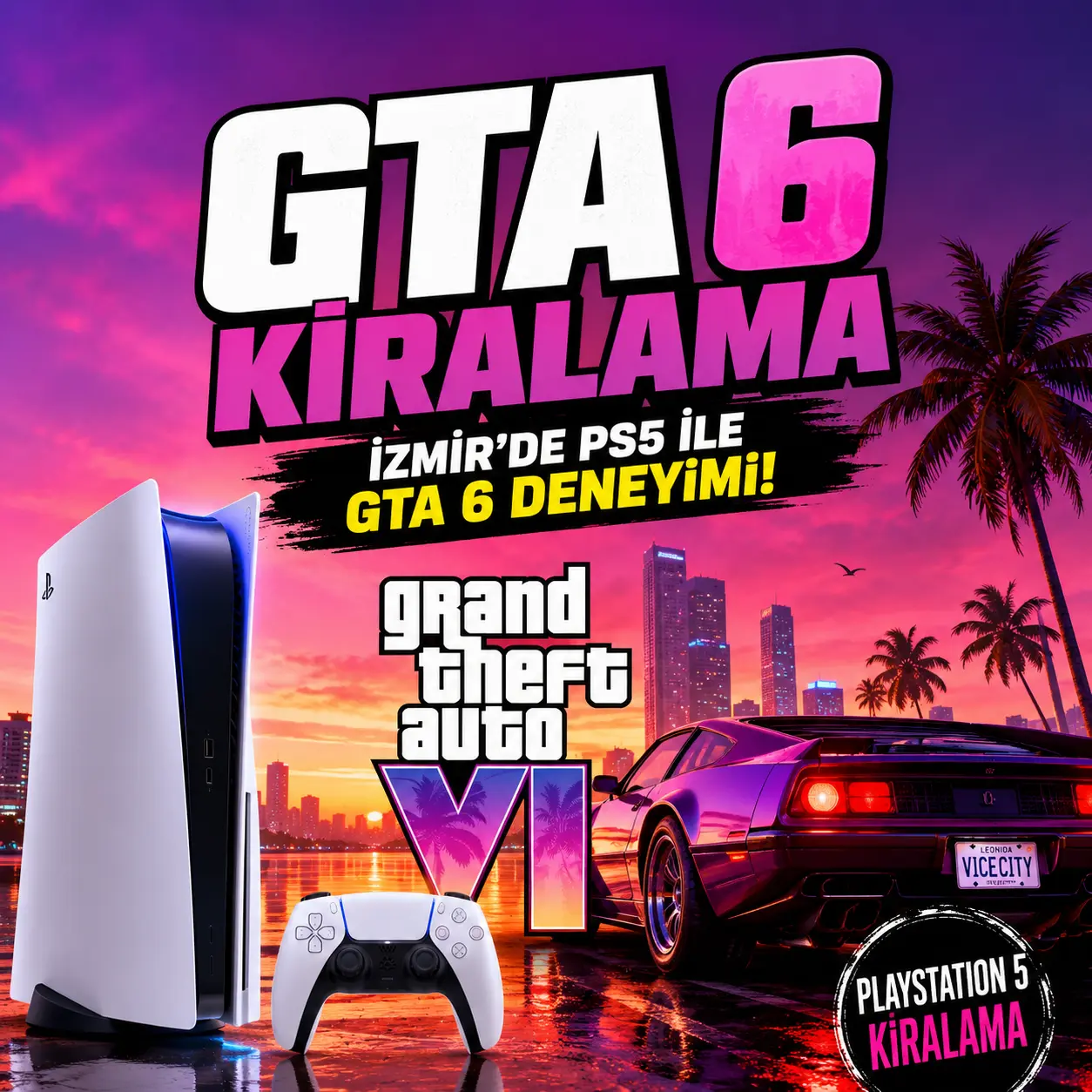 GTA 6 kiralama için PS5 ve GTA 6 temalı tanıtım görseli