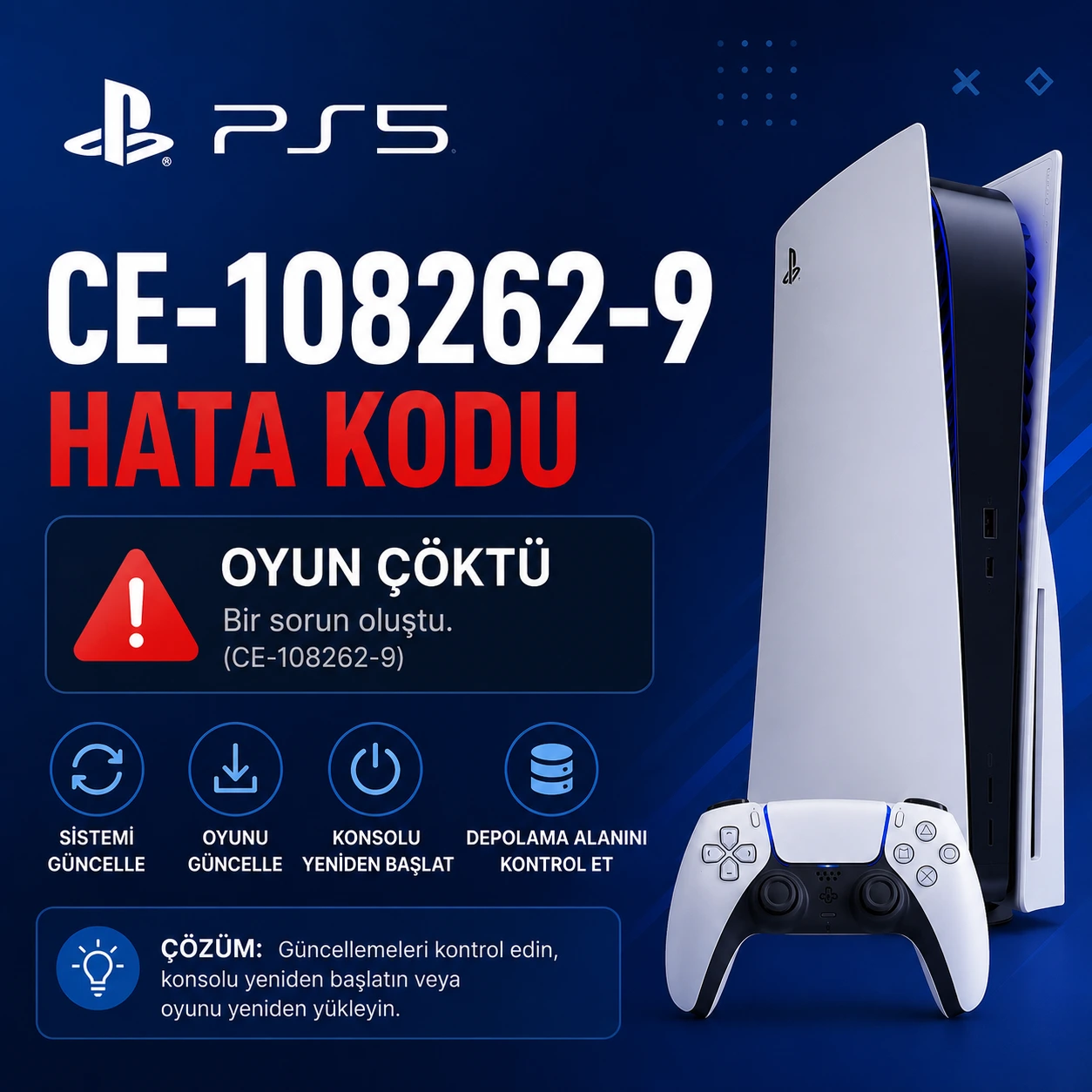 PS5 CE-108262-9 oyun çökme hatası çözüm rehberi