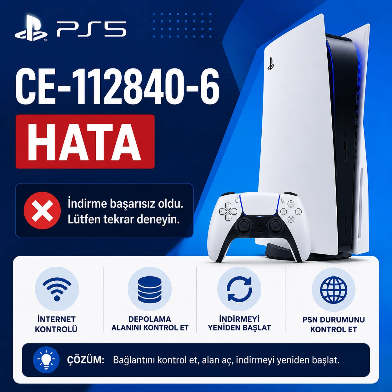 PS5 CE-112840-6 indirme hatası çözüm rehberi