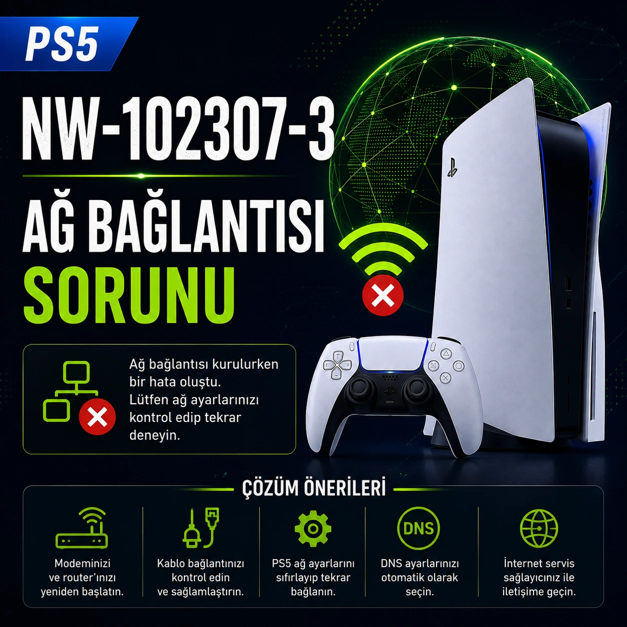 PS5 NW-102307-3 ağ bağlantı hatası