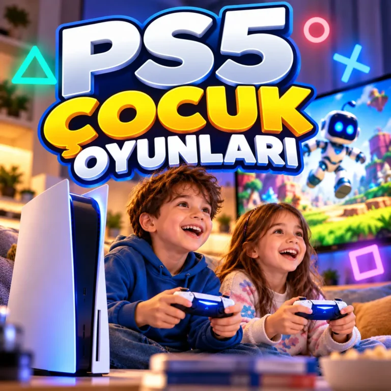 PS5 çocuk oyunları ve çocukların aileleriyle oyun oynadığı bir ortam